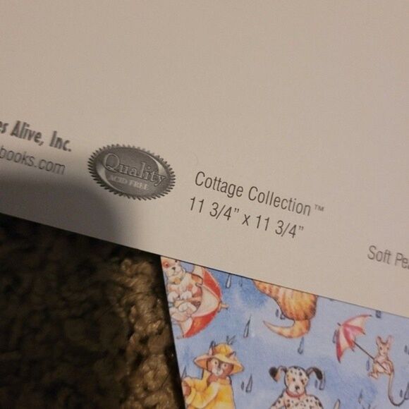 Memory kit paper Scrapbook paper plaid, dogs cats raining peach blue 4/$25 sale - Picture 3 of 16